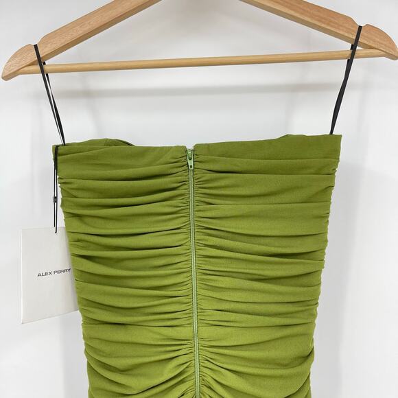 Alex Perry | Strapless Sweetheart Ruched Dress in Fern US 0 w/ Tags - Picture 13 of 16